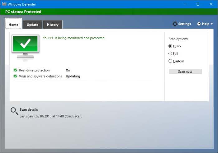 download microsoft windows defender update for windows 10